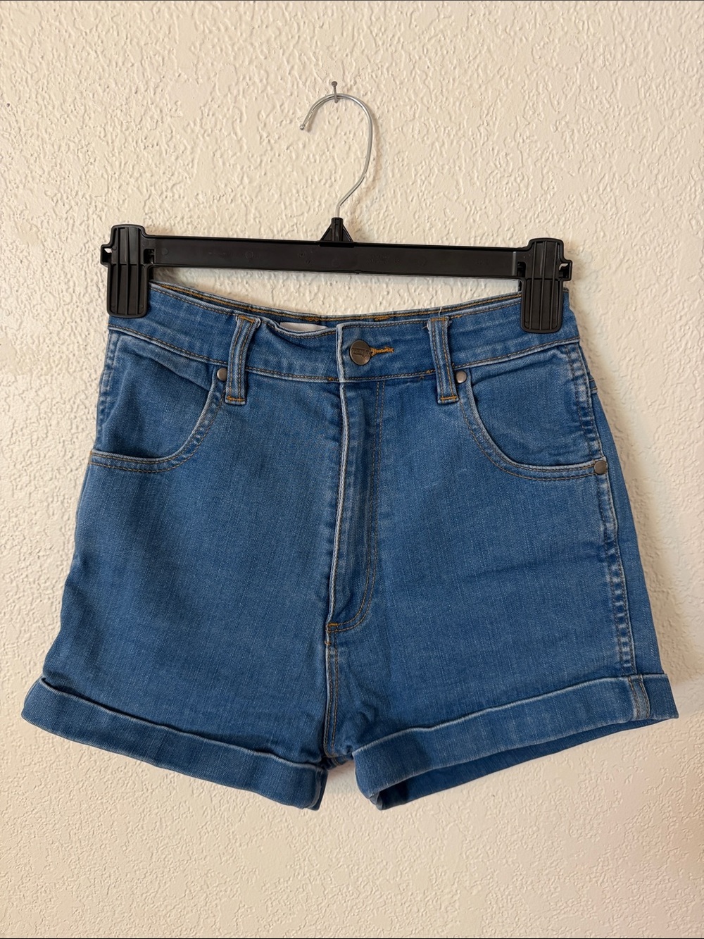 Wrangler Blue Denim Super High Waisted Pin Up Shorts